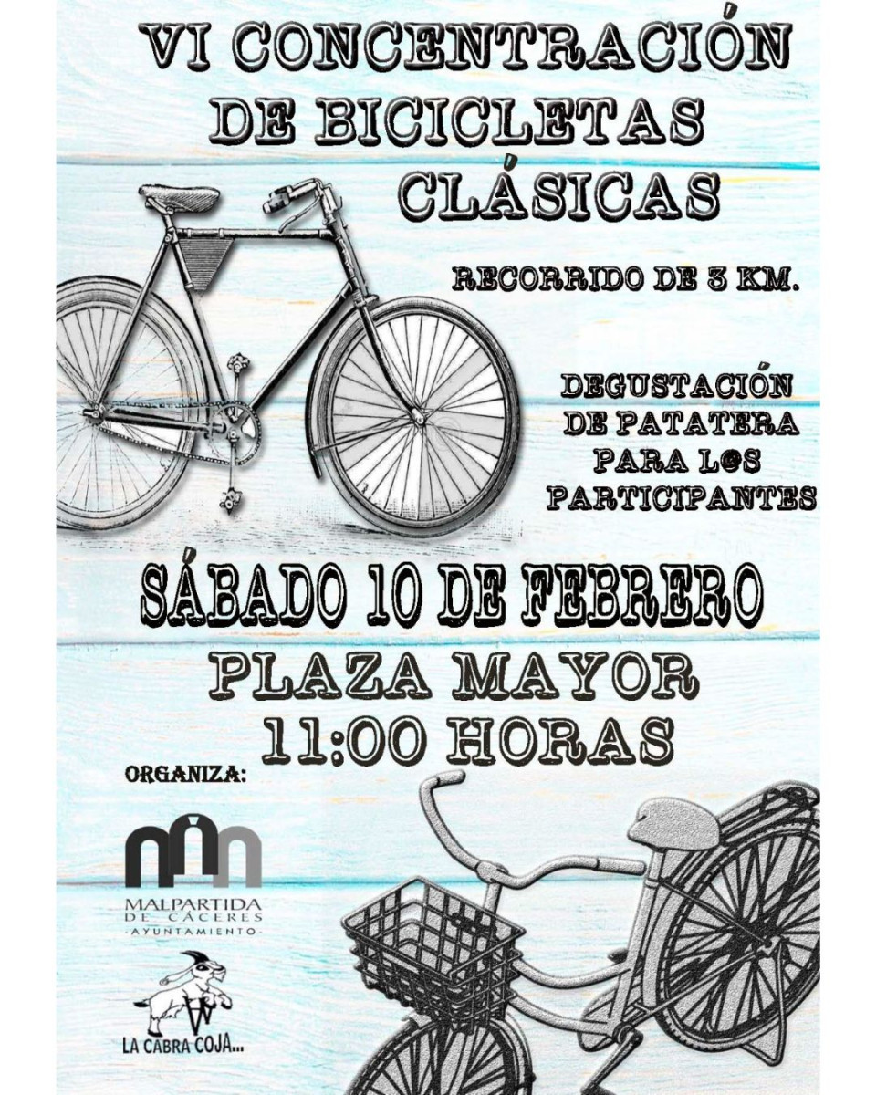 Imagen Cartel evento Bicicletas Clásicas en los 2024 de Malpartida de Cáceres