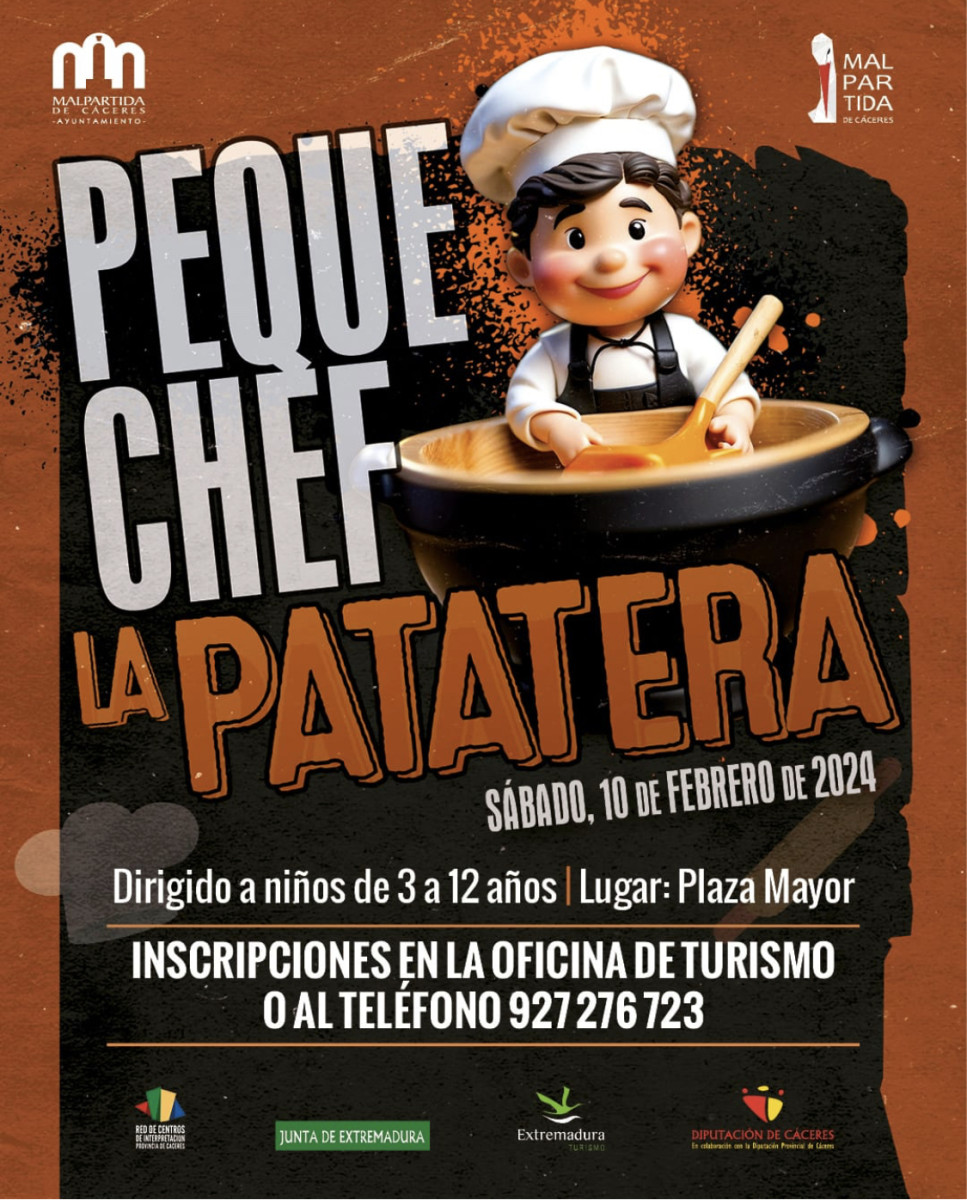Imagen del Cartel evento Peque Chef en la fiesta de la Patatera 2024 de Malpartida de Cáceres